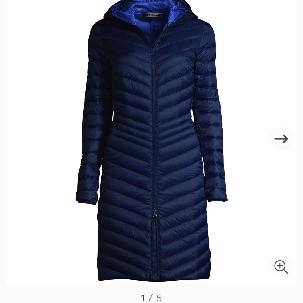 NWT Lands’ End Women's Ultra Lightweight Packable Down Coat Navy Jacket